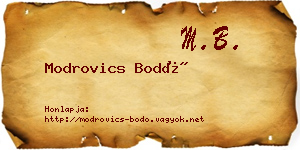 Modrovics Bodó névjegykártya